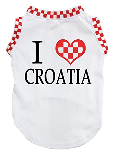 Petitebelle I Love Croatia Hunde-Shirt, Weiß, Größe L von Petitebelle