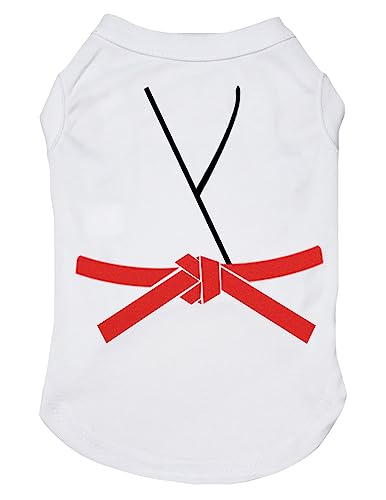 Petitebelle Judo Karate Taekwondo Jersey Puppy Dog Shirt (Weiß/Rot, Größe S) von Petitebelle