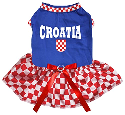 Petitebelle Kroatien & Flagge Welpenkleid (blau/kariert, groß) von Petitebelle