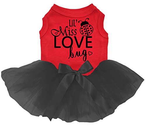 Petitebelle Lil' Miss Love Bug Hundekleid für Welpen, Rot/Schwarz, Größe XL von Petitebelle