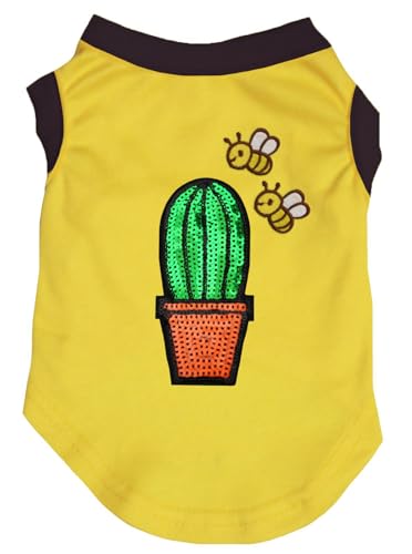 Petitebelle Little Bees & Cactus Hunde-Shirt für Welpen, Gelb/Schwarz, Größe XL von Petitebelle