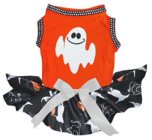 Petitebelle Little Ghost Hundekleid für Welpen, Orange/Halloween, XXX-Large von Petitebelle