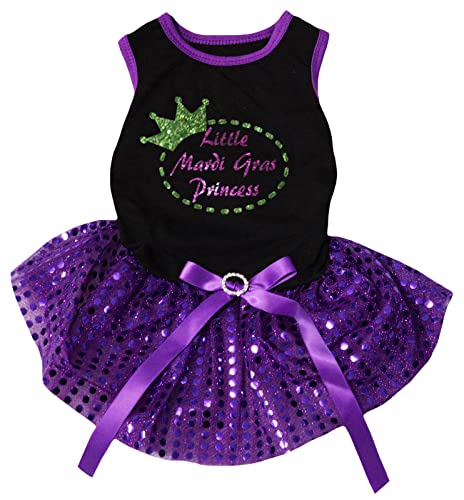 Petitebelle Little Mardi Gras Hundekleid Prinzessin, Größe L, Schwarz / Violett von Petitebelle