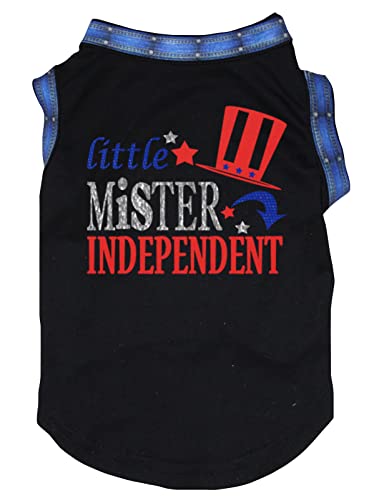 Petitebelle Little Mister Independent Hunde-Shirt für Welpen, Schwarz/Denim, Größe XXL von Petitebelle