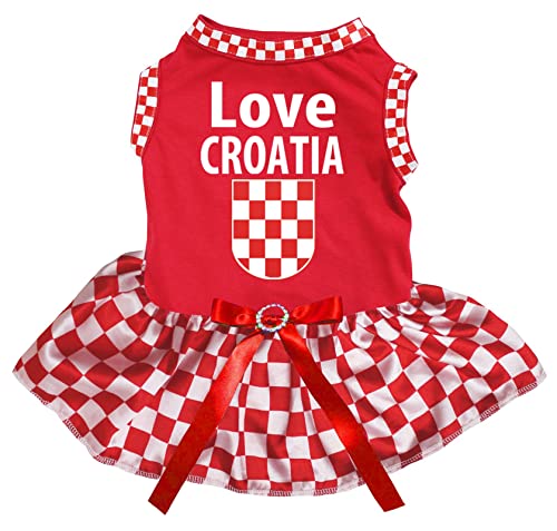 Petitebelle Love Croatia Flag Puppy Dog Kleid (rot/kariert, XX-Large) von Petitebelle