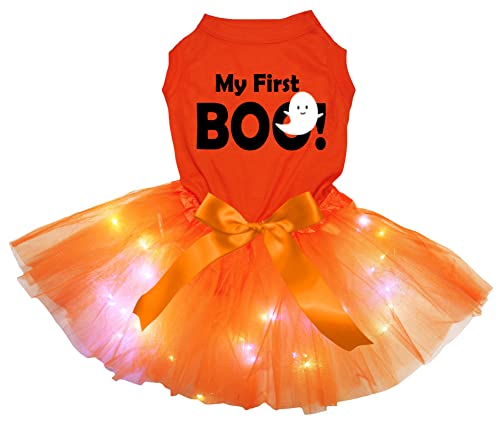 Petitebelle My First Boo Ghost Hundekleid für Welpen, Orange / Orange, LED, Größe L von Petitebelle