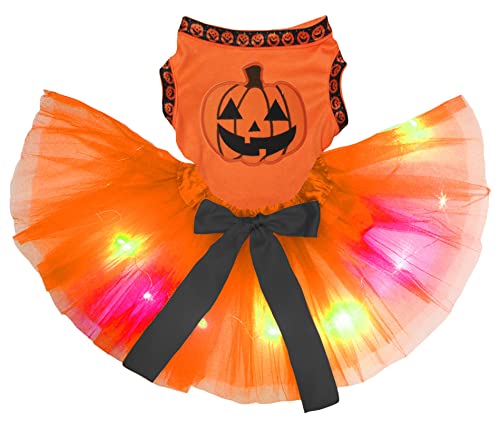 Petitebelle Niedliches Kürbis-Welpenkleid für Welpen, Orange / Orange, LED-2, Größe M von Petitebelle