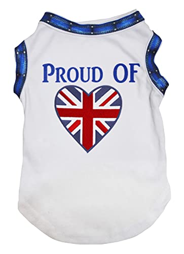 Petitebelle Proud of Britain Hunde-Shirt für Welpen, Größe XS, Weiß von Petitebelle