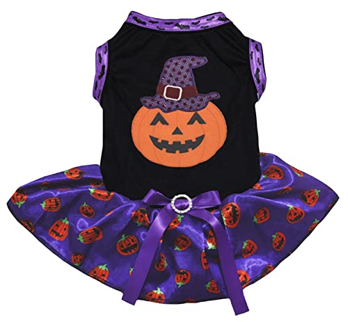 Petitebelle Pumpkin Witch Puppy Dog Dress (Schwarz/Lila Kürbis, Größe XXXL) von Petitebelle