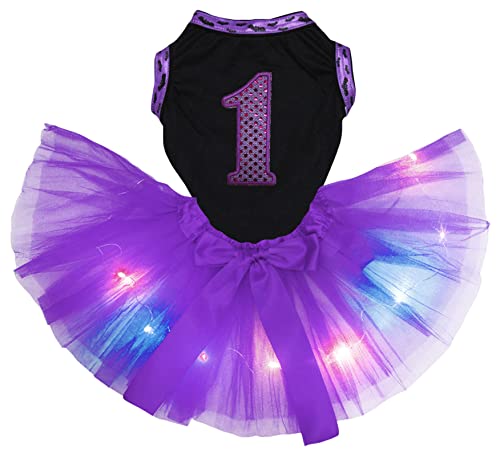 Petitebelle Purple Sequins 1st Puppy Hundekleid (Schwarz/Violett, LED, XXX-Large) von Petitebelle