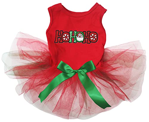 Petitebelle Santa Hohoho Hundekleid für Welpen, Rot/Rot, Größe S von Petitebelle