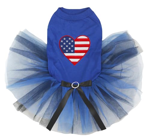 Petitebelle USA Heart Puppy Dog Dress (Blue/Blue Black, X-Large) von Petitebelle