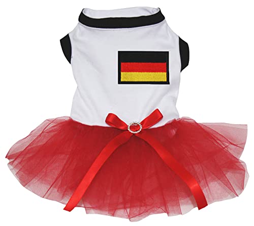 Petitebelle Welpenkleid mit Deutschlandflagge, Weiß/Rot, X-Small von Petitebelle