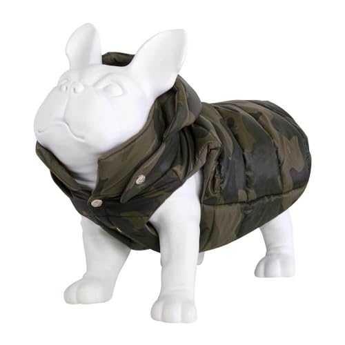 Pufferweste für Hunde und Katzen, mit Kapuze, Camouflage, Grün (Medium) von Petjr