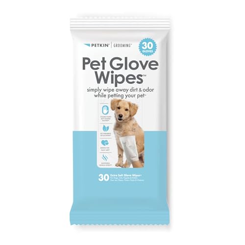 Petkin Pet Glove Wipes for Dogs and Cats, 30 Wipes - Double-Sided Cleaning Wipes - Gently Cleans Ears, Face, Po, Body and Eye Area - Convenient, Ideal for Home or Travel - Vanilla Scented von Petkin