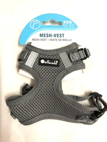 Petlando Hundebrustgeschirr Mesh Vest Anthrazit XXS (Halsumfang 14-18 cm, Brustumfang 25-34 cm) von Petlando