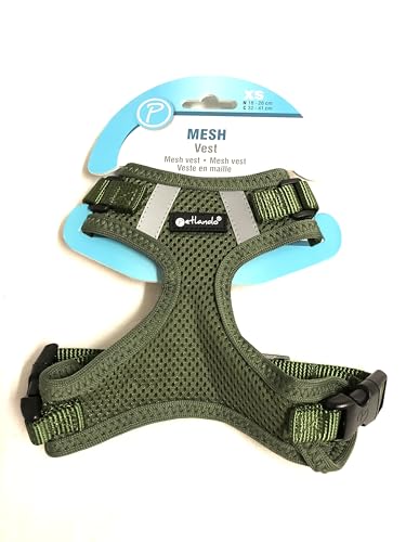 Petlando Hundebrustgeschirr Mesh-Vest Olive XS (Halsumfang 14-18 cm, Brustumfang 25-34 cm) von Petlando