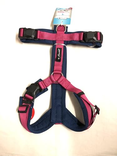 Petlando MAGNETECH Hundebrustgeschirr Y-Comfort Fuchsia/Navy L (Halsumfang 46-80 cm, Brustumfang 56-82 cm/ 4cm breit) von Petlando