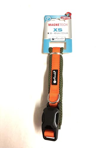 Petlando MAGNETECH Mesh-Halsband XS Orange/Olive Halsumfang 35-40 cm/ 2,5 cm breit von Petlando