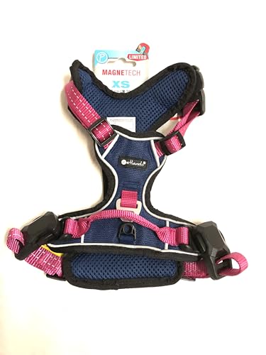 Petlando MAGNETECH Outdoor-Hundebrustgeschirr Fuchsia/Navy XS (Halsumfang 30-44 cm, Brustumfang 38-46 cm) von Petlando