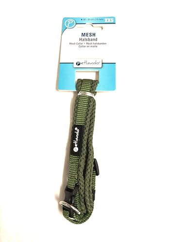 Petlando Mesh Halsband Olive XXS (Halsumfang 30-35 cm, 15 mm breit von Petlando