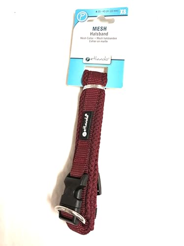 Petlando Mesh Hundehalsband Bordeaux XS (Halsumfang 35-40 cm, 22 mm breit) von Petlando