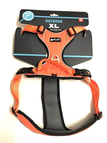 Petlando Outdoor-Hundebrustgeschirr XL Orange mit reflektierenden Streifen (Brustumfang 82-106 cm, Halsumfang 58-76 cm) von Petlando