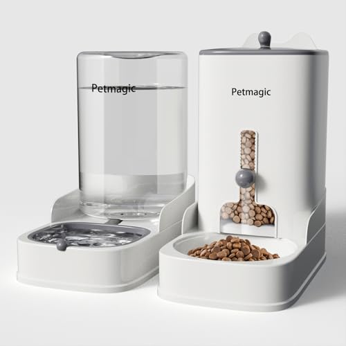 Petmagic Automatischer Katzenfutterspender von Petmagic ist ein 4,4 l großes Katzenfutter- und Wassernapf-Set Dieses zweiteilige Set eignet sich für die Fütterung von Haustieren, einschließlich von Petmagic