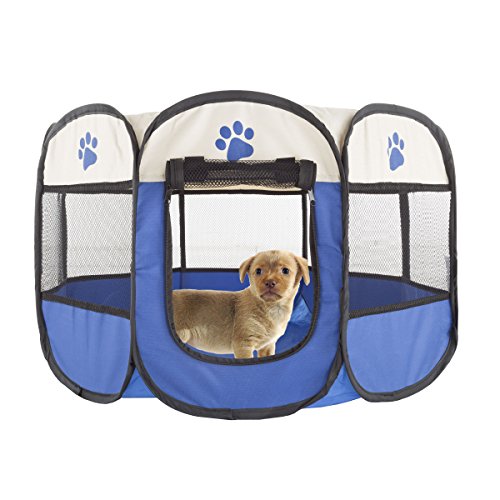 PETMAKER 80-PET6081 Pop-Up Pet Playpen with Carrying Case, Blue von Petmaker