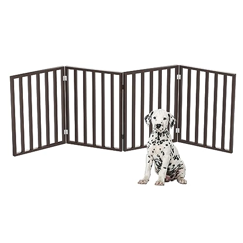 PETMAKER Haustiergitter - Hundegitter für Türen, Treppen oder Haus - freistehend, faltbar, Akkordeon-Stil, Holzzaun für den Innenbereich (4 Panel, braun), 183 x 61 cm (1 Stück), 4 Paneele von Petmaker