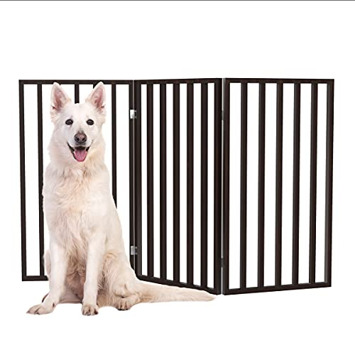 PETMAKER Haustiergitter - Hundegitter für Türen, Treppen oder Haus - freistehend, faltbar, Akkordeon-Stil, Holzzaun für den Innenbereich (54x32, Dunkelbraun) von Petmaker