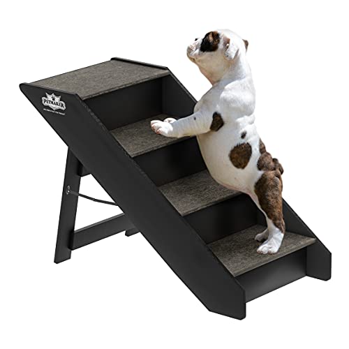 PETMAKER Haustiertreppe – rutschfeste Hundetreppe mit 4-stufigem Design – für Welpen, Kätzchen und andere kleine Haustiere (Grau) von Petmaker