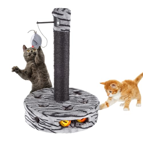 PETMAKER Kratzbaum für Katzen, interaktiver Spielbereich mit Sisalseil-Kratzer und Hängespielzeug für Indoor-Katzen, Kratzbaum für Haustiere (Schwarz/Grau) von Petmaker