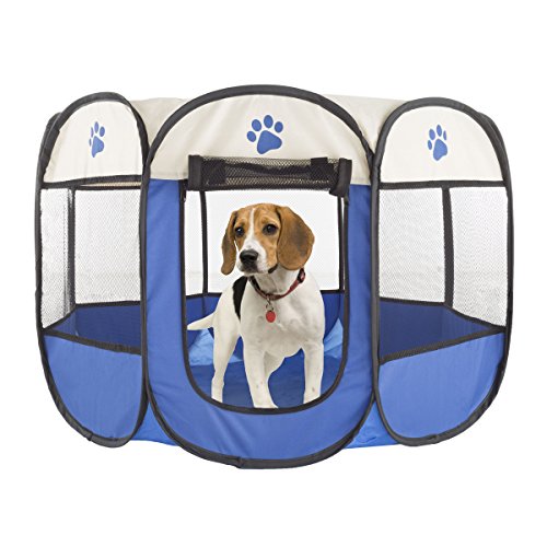 Petmaker 80-PET6082 Pop-Up Pet Playpen with Carrying Case, Blue von Petmaker