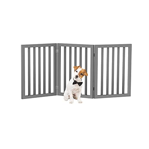 Petmaker Freestanding Pet Gate 4 Panel Dark Gray, Scalloped Folding Fence for Doorways von Petmaker