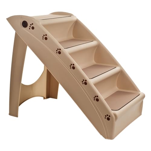 PETMAKER Zusammenklappbare Kunststoff-Treppe, antihaftbeschichtet, langlebig, für drinnen und draußen, mehrstufiges Design, Hellbraun, 4 Stufen, Pack of 1, hautfarben von Petmaker