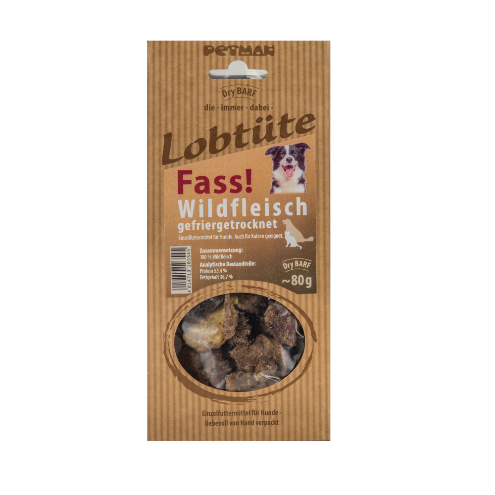 Petman Lobtüte Fass! Wildfleisch - Sparpaket: 10 x 80 g von Petman