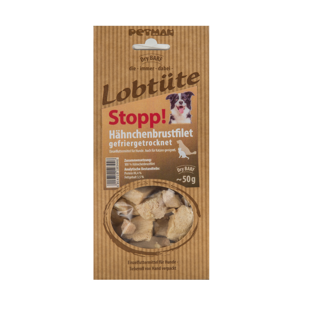 Petman Lobtüte Stopp! Hähnchenbrustfilet - Sparpaket: 10 x 50 g von Petman