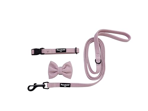 Petmarkable Hundehalsband mit Fliege und verwicklungsfreier Hundeleine, verstellbar, weich und bequem, perfekt für verspielte Welpen (klein, Rosa) (3er-Set) von Petmarkable