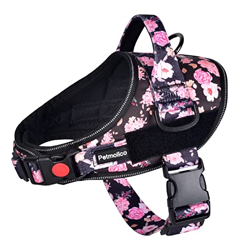 Petmolico Floral Service Hundegeschirr, Mädchen Hundegeschirr mit Rückenclip und Top Griff Hundeweste Geschirr für Hündinnen, Rosa Rose Medium von Petmolico