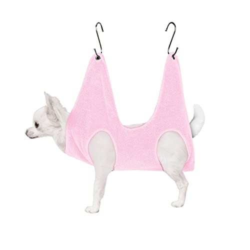 Petmolico Hunde Fellpflege Hängematte für Nageltrimmen, Haustier Hund Sling Hängematte für Nagelknipsen, Hund Lift Geschirr für Fellpflege, Rosa, Klein von Petmolico