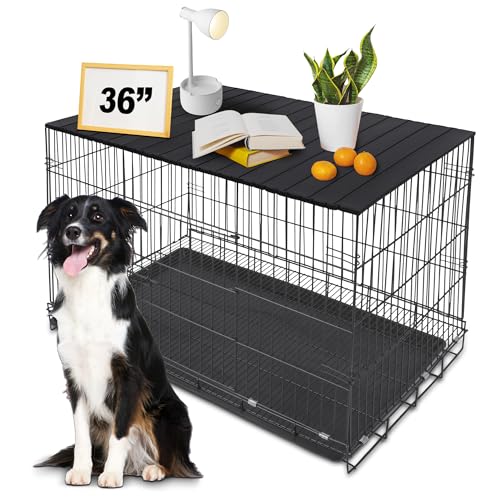 Petmystify Hundebox Topper mit Magneten für 91.4 cm Kiste Topper Dekorative Pet Crate Tisch Schwarz (nur Topper) von Petmystify