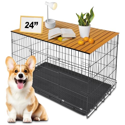 Petmystify Hundekäfig-Aufsatz mit Magneten, faltbar, Aluminium, dekorative Aufbewahrung, Haustierkäfig-Tisch (für 61 cm große Kiste) von Petmystify