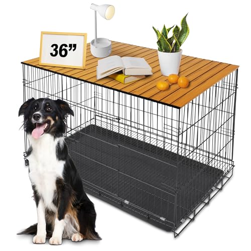 Petmystify Hundekäfig-Aufsatz mit Magneten, faltbar, Aluminium, dekorative Aufbewahrung, Haustierkäfig-Tisch (für 91,4 cm große Kiste) von Petmystify