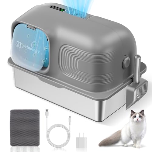 Katzentoilette aus Edelstahl mit Plasma-Deodorierung (Grau) von Petnology