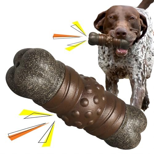 Petokix Hundespielzeug, mittlere und große Rassen, aggressives Kauspielzeug, quietschend, interaktiv, unzerstörbare Knochenpfeife, Anreicherung für Hunde von Petokix