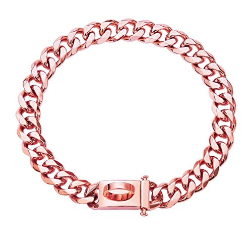 Hundehalsband, 18 Karat Roségold, Silber, luxuriöses Haustier-Halsband, personalisierbar, mit Premium-Schnalle von Petoo