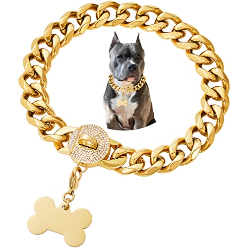 Hundehalsband mit kubanischem Glieder, für mittelgroße und große Hunde, Bulldogge, Schäferhalsband mit Magnetverschluss von Petoo