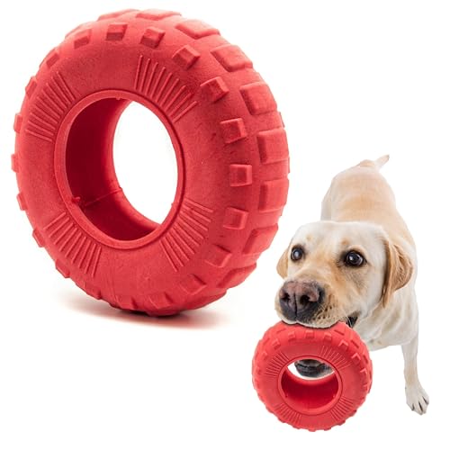 1 x 15,2 cm Gummi-Kauspielzeug Reifen | TPR robustes Hundespielzeug für große Hunde | Reifenrad | interaktives Hundespielzeug gegen Langeweile | schwimmendes Hundespielzeug | Welpenspielzeug zum von Petopedia