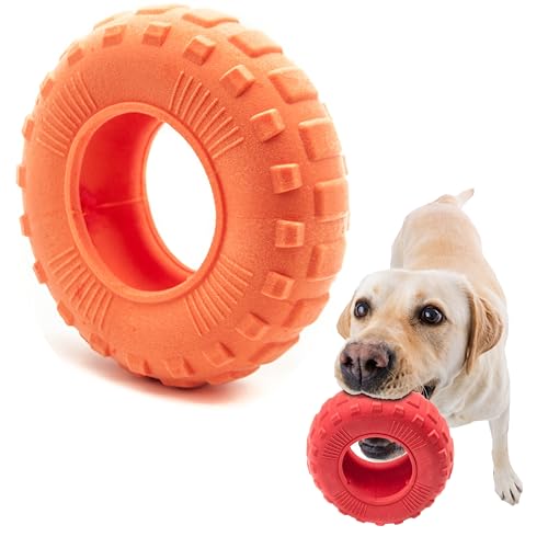 1 x 15,2 cm Gummi-Kauspielzeug Reifen | TPR robustes Hundespielzeug für große Hunde | Reifenrad | interaktives Hundespielzeug gegen Langeweile | schwimmendes Hundespielzeug | Welpenspielzeug zum von Petopedia